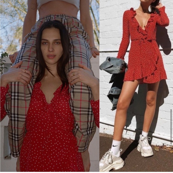 Realisation Par Alexandra Mini Wrap Dress in Red - Picture 4 of 13